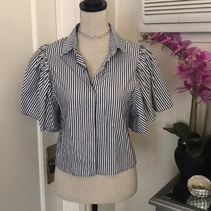 Boohoo striped bell sleeve top